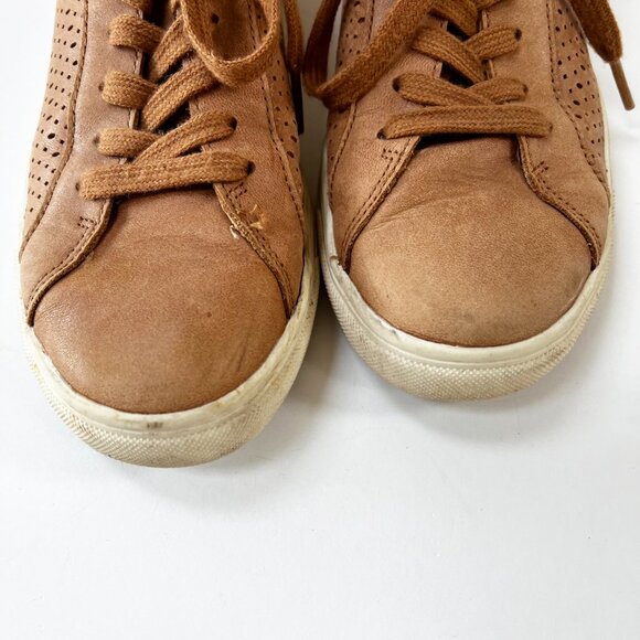 Lucky Brand Tan Perforated Leather Round Toe Sneakers - Picture 6 of 14